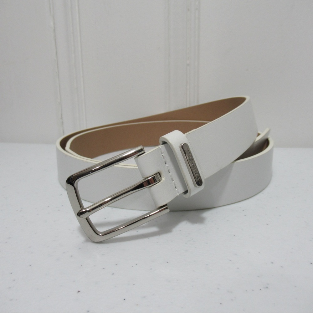 Calvin Klein White Synthetic Leather Belt Size XL